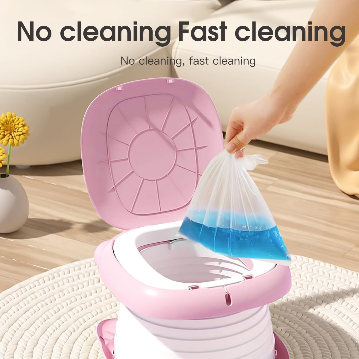 ZONEY Portable Potty, Travel Foldable Training Toilet for Car Camping Indoor Outdoor Bathroom, Kids Training Toilet for Boys Girls Baby Toddler (Pink) - Grey image number 7