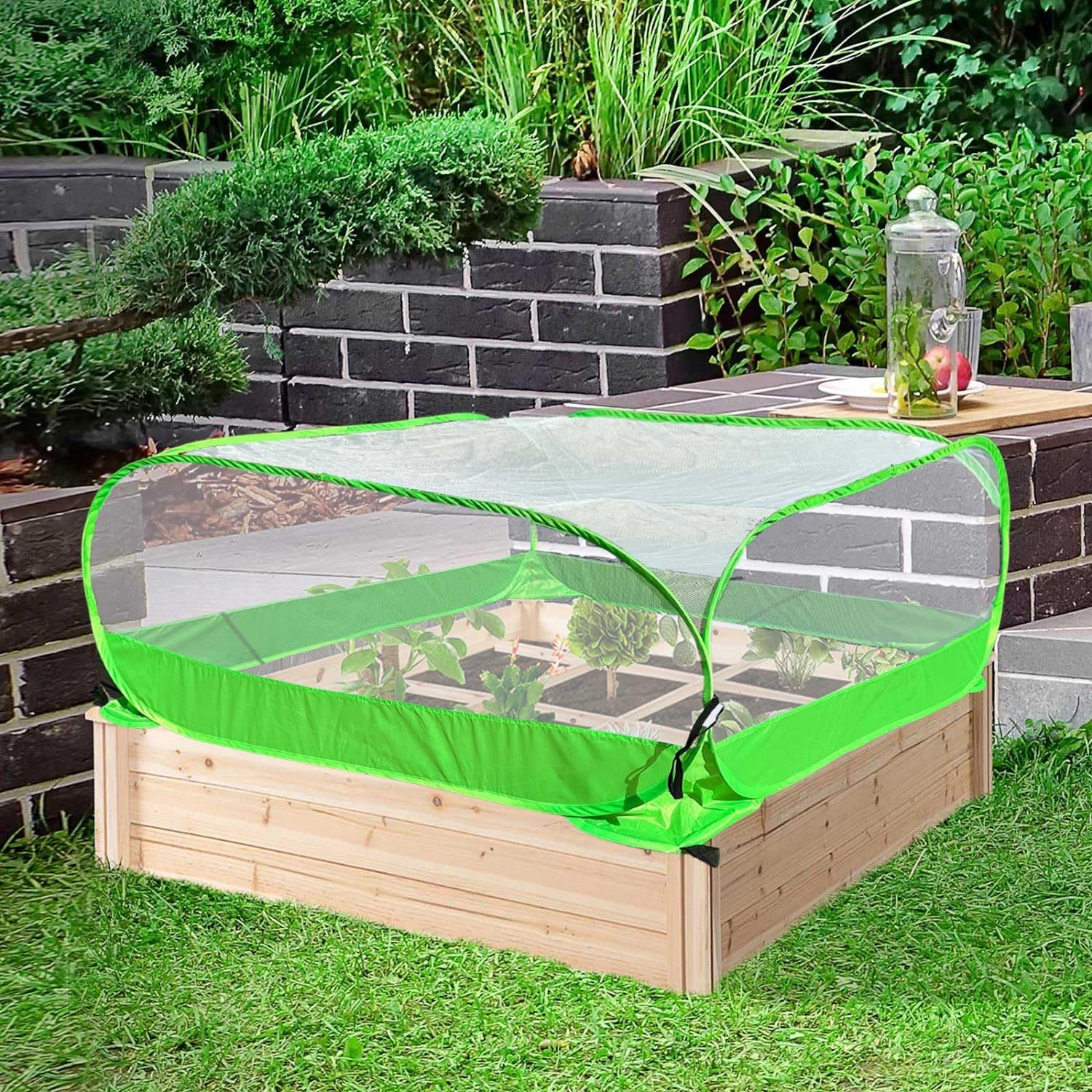 Pop up Garden Mesh Plant Cover 2Pcs Outdoor Plant Protector Mesh Plant Enclosure Raised Bed Garden Bird and Pest Protection Guard for Fruits Vegetables Seedlings and Herbs image number 4
