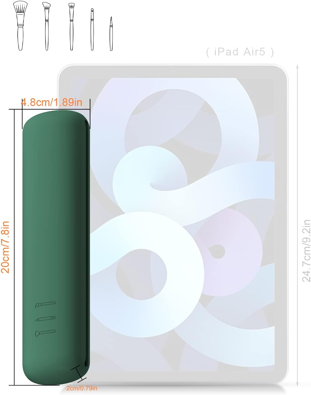 BEZOX Travel Makeup Brush Holder with Strong Magnetic Buckle, Silicone Make up Brush Pouch Case, Cosmetic Brush Mini Bag - Green image number 1