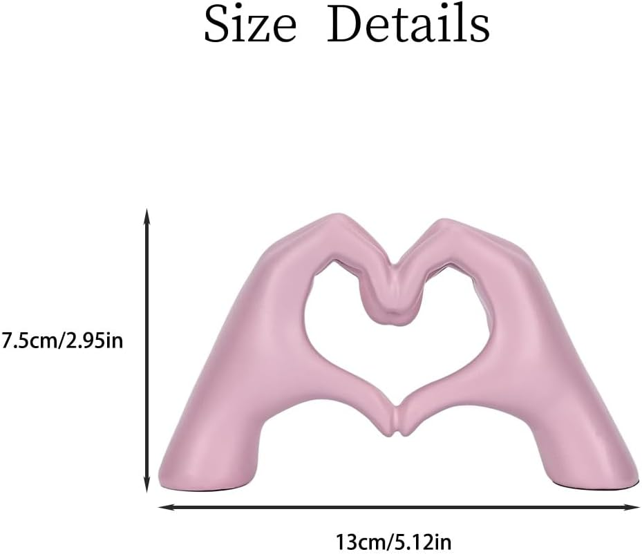 Heart Shaped Hand Carved Decoration, Cute Decoration Gift Suitable for Living Rooms, Offices, Bookshelves, Art Aesthetics, Consoles, Wedding Decorations (Pink) - Pink image number 4