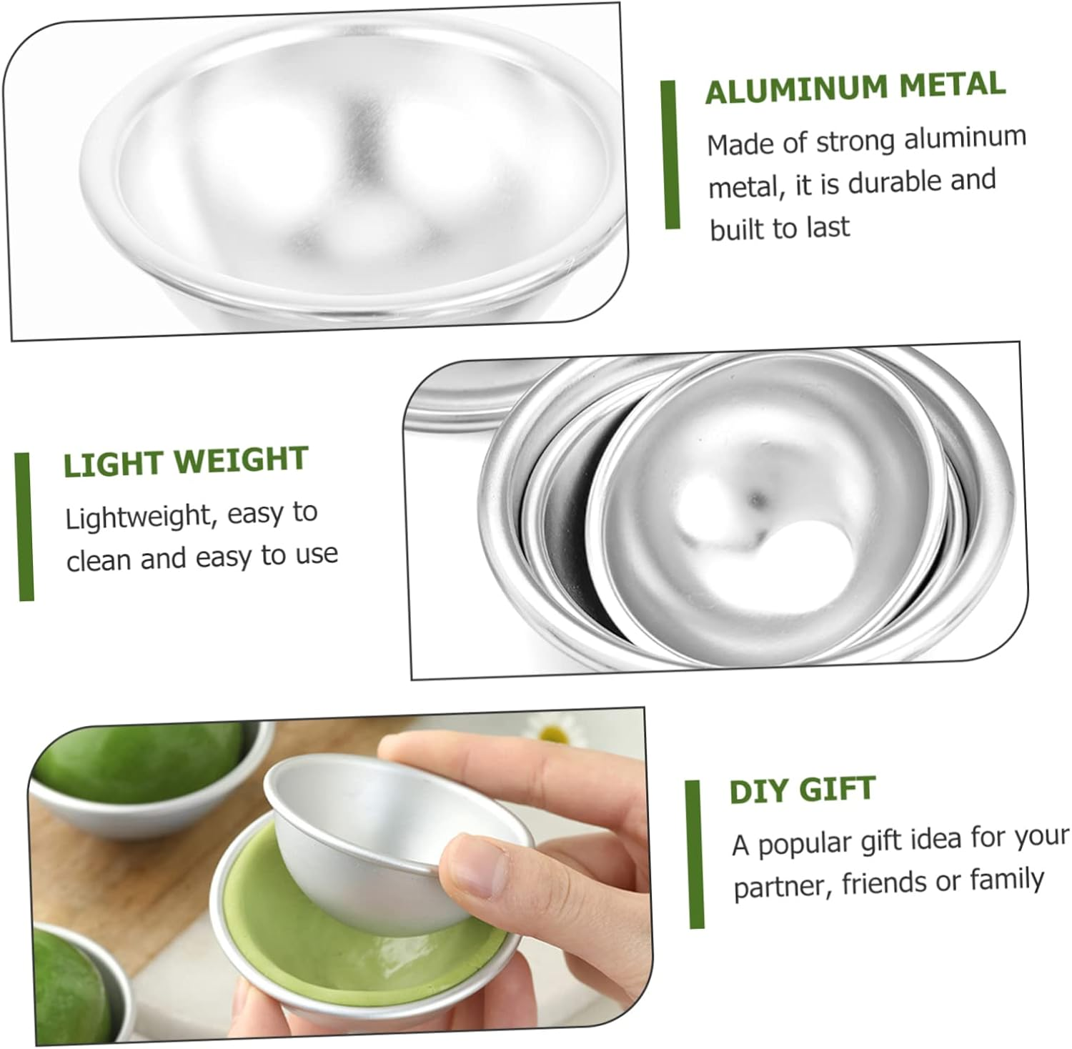 LOPUNER 6Pcs DIY Metal Bath Bomb Molds Decorative Bath Ball DIY Molds Cake Ball image number 6