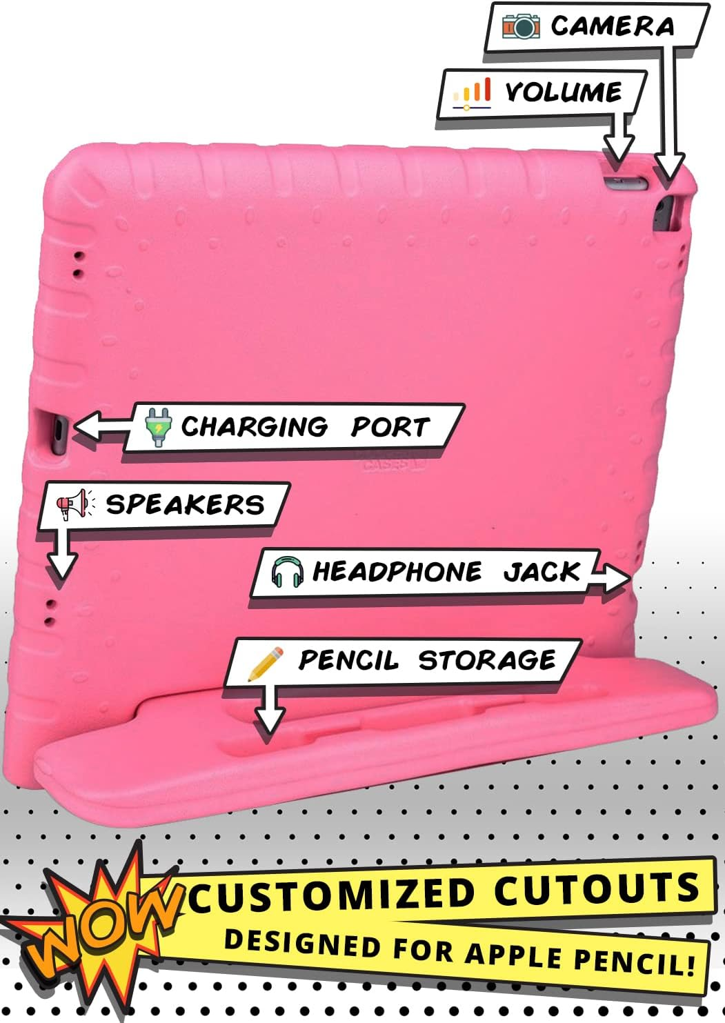 Official Cooper Dynamo Case for Ipad Air 1/ Ipad Air 2 Case for Kids, Ipad 6Th/ Ipad 5Th Generation Case for Kids, Ipad Pro 9.7 | Rugged Foam, Magic Handle, Stand, Pencil Holder, Eco-Mailer image number 6