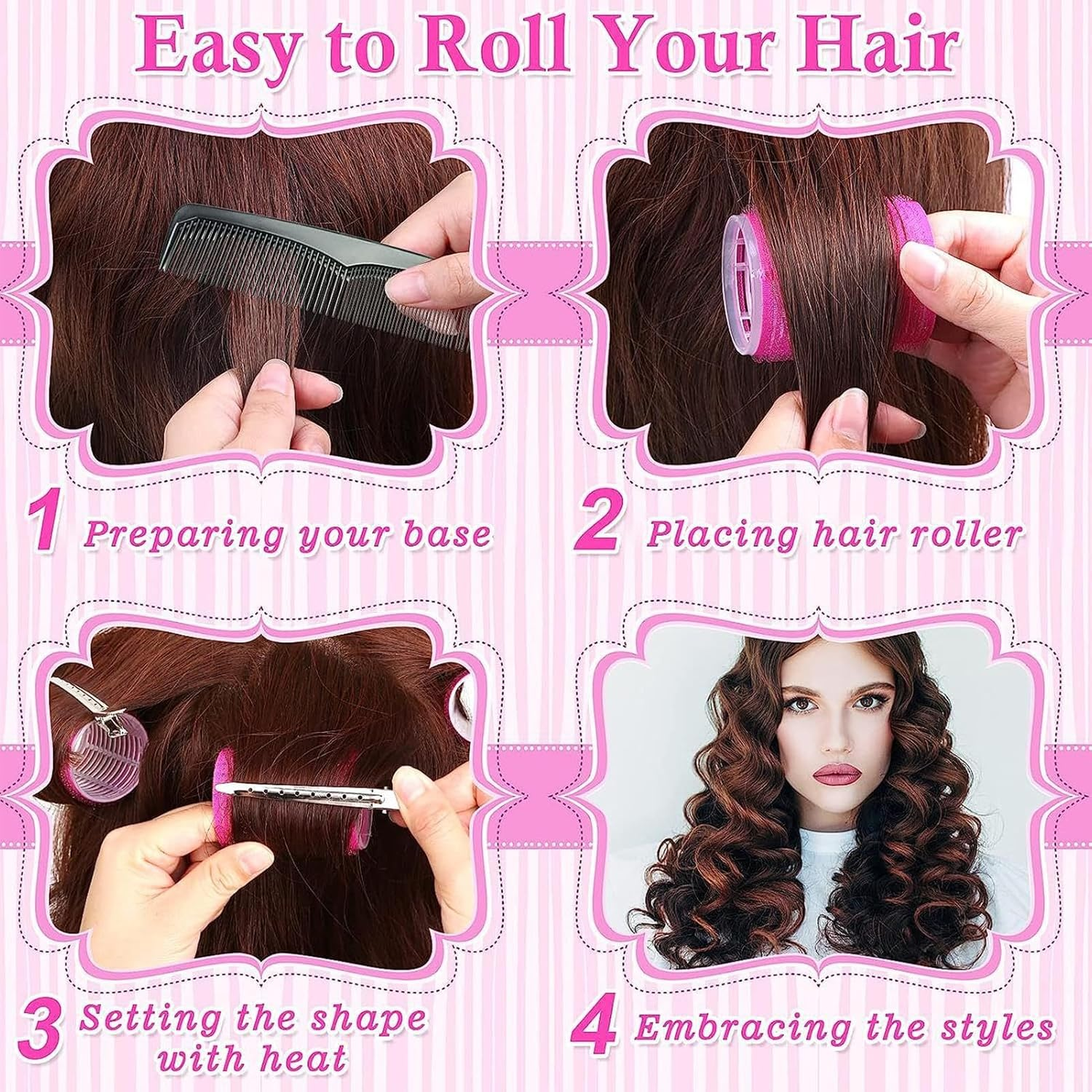 Curly Bang Roller - Hair Curling Tools | with 10 Hairpins Heatless Hair Styling Tools, Hair Curling Tools Set for Travel Use image number 6