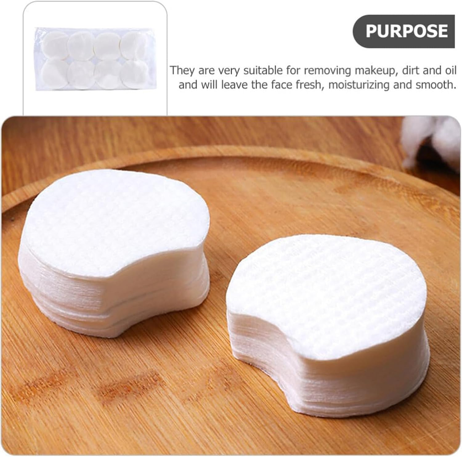 Makeup Remover Pads - Pure & Natural Facial Cleansing round Pads | Natural Soft Rounds Facial Tool for All Skin Types Home Travel Women Girls - 300 Pieces image number 5
