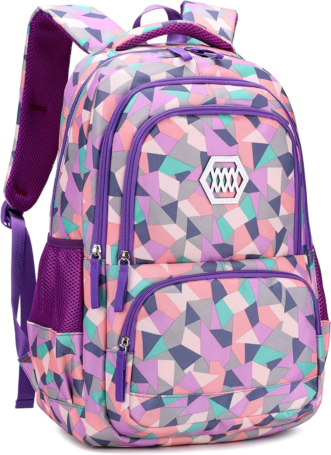 Bansusu Geometric Prints Primary School Student Satchel Backpack for Girls