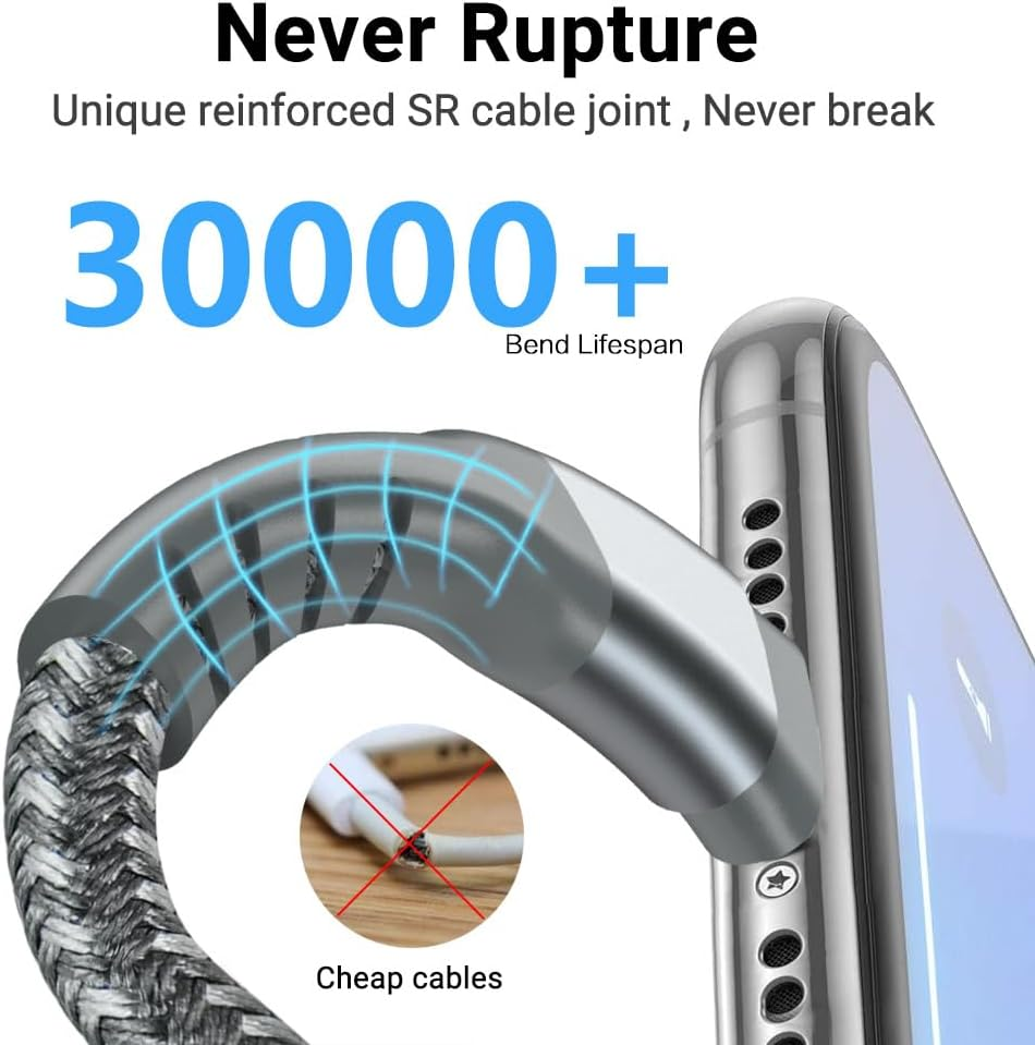 Iphone Charger Cable 2M, Apple Mfi Certified Lightning Cable Nylon Braided Iphone Cable USB a to Lightning Cable Fast Charging for Iphone 14 13 12 11 Pro Max XR XS Max X 10 8 7 6 SE, Ipad image number 5