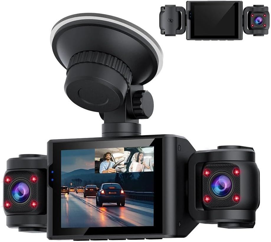 3 CH Dash Cam 1080P 2.4" Dash Cam Front Rear inside Dash Camera Loop Recording image number 1