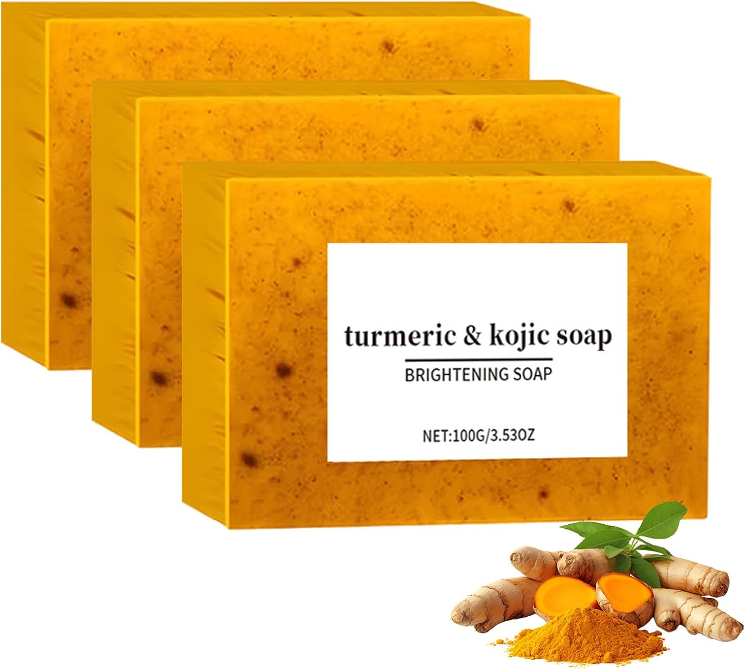 Menuha Kojic Acid Turmeric Soap, Bar Soap, Hydrating Facial Radiance Pads, Kojic Acid Dark Spot Remover Soap for Hyperpigmentation, Exfoliating Pads Collagen, Natural Turmeric Handmade Soap (1Pcs)