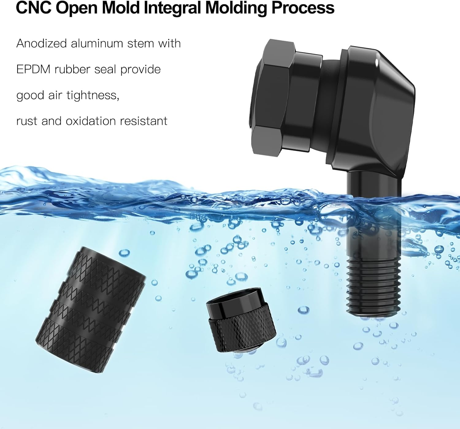 SUNSOUL 2Pcs 90 Degree Black Motorcycle Tire Valve Stems Install Diameter 10-11.3Mm for Harley Davidson, BMW, Honda, Kawasaki, Suzuki, Yamaha and Triumph Bike image number 2