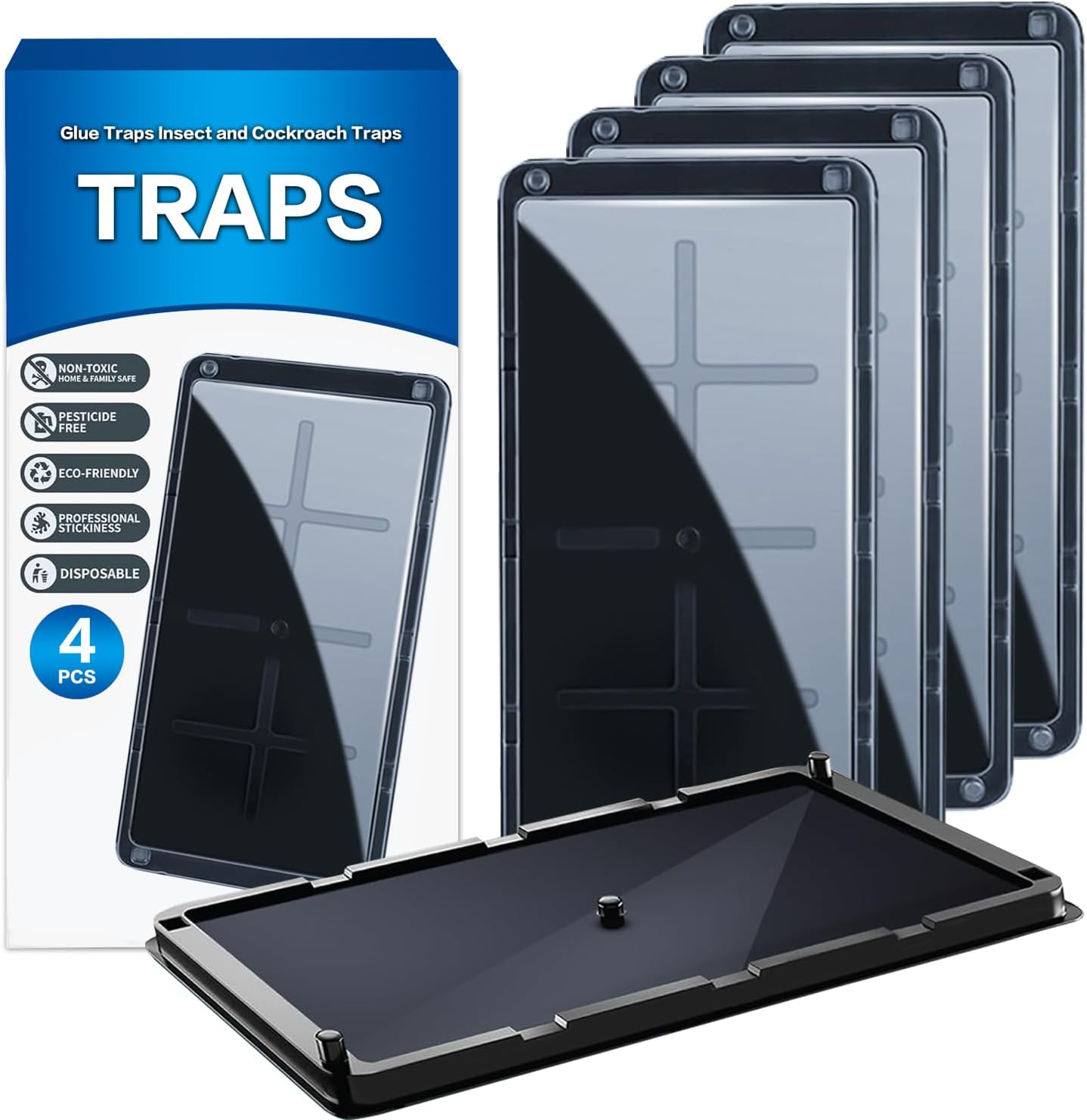 Sticky Traps,Adhesive Board,Suitable for Various Traps,Super Strong Adhesive Pad,Efficient Foldable Adhesive Trap Board,Indoor,Outdoor Garage Kitchen Garden Traps (4Pack) image number 4