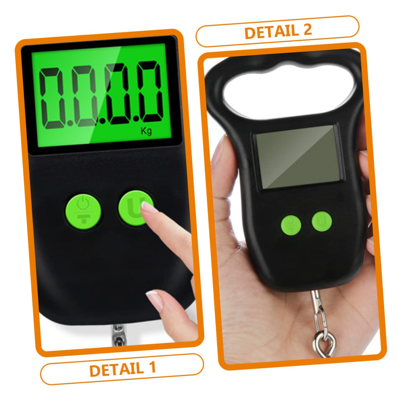 Happyyami Portable Handheld Hanging Scale 50Kg Electronic Luggage Weighing Scale Large LCD Display Non-Slip Handle for Travel and Fishing Tools image number 1