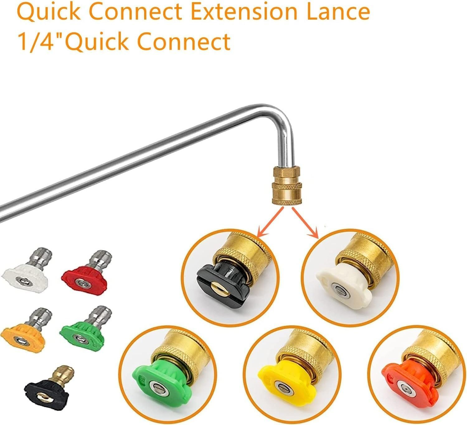 Gutter Cleaning Tool Hight Pressure Washer Extension Spray Attachment with 5 Pcs Nozzle Tips, Underchassis Roof Wash Lance Compatible for Karcher K2 K3 K4 K5 K6 K7 (Stainless Steel) image number 6