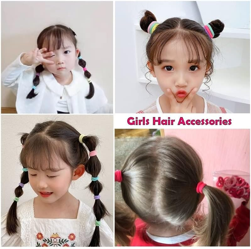Pack of 200 Girls Hair Bobbles, Soft Loom Bands, Hair Bobbles for Children, Toddlers, Baby (7 Colours) image number 4