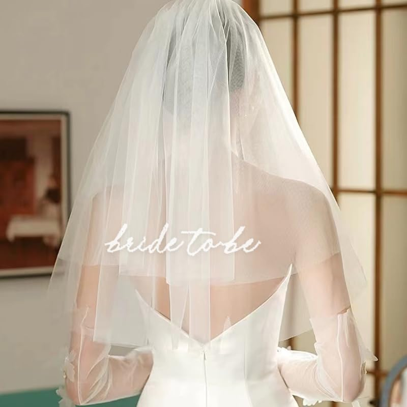 Weforu Bride to Be Embroidered Veil - Bachelorette Sash Veil Party Headband, White Head Peace for Bridal Shower Engagement Party, Wedding and Gift image number 2