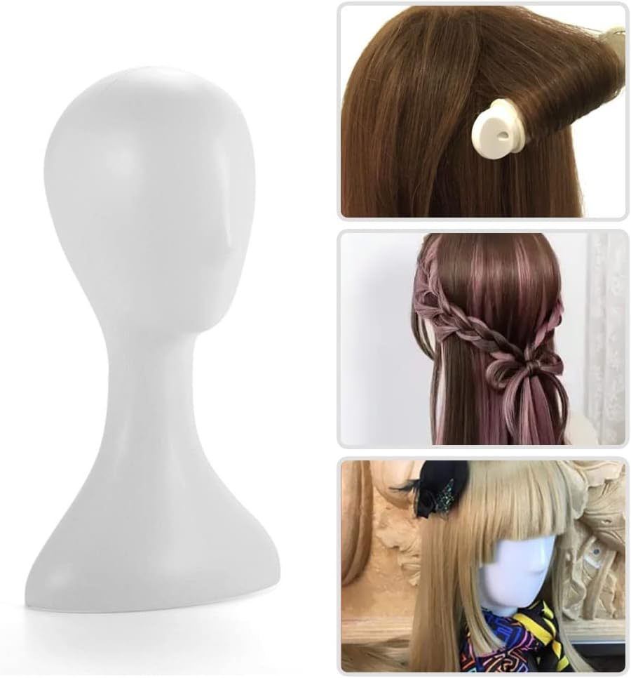Plastic Female Mannequin Wig Hair Hat Scarf Manikin Head Model Display Stand (Natural) image number 2