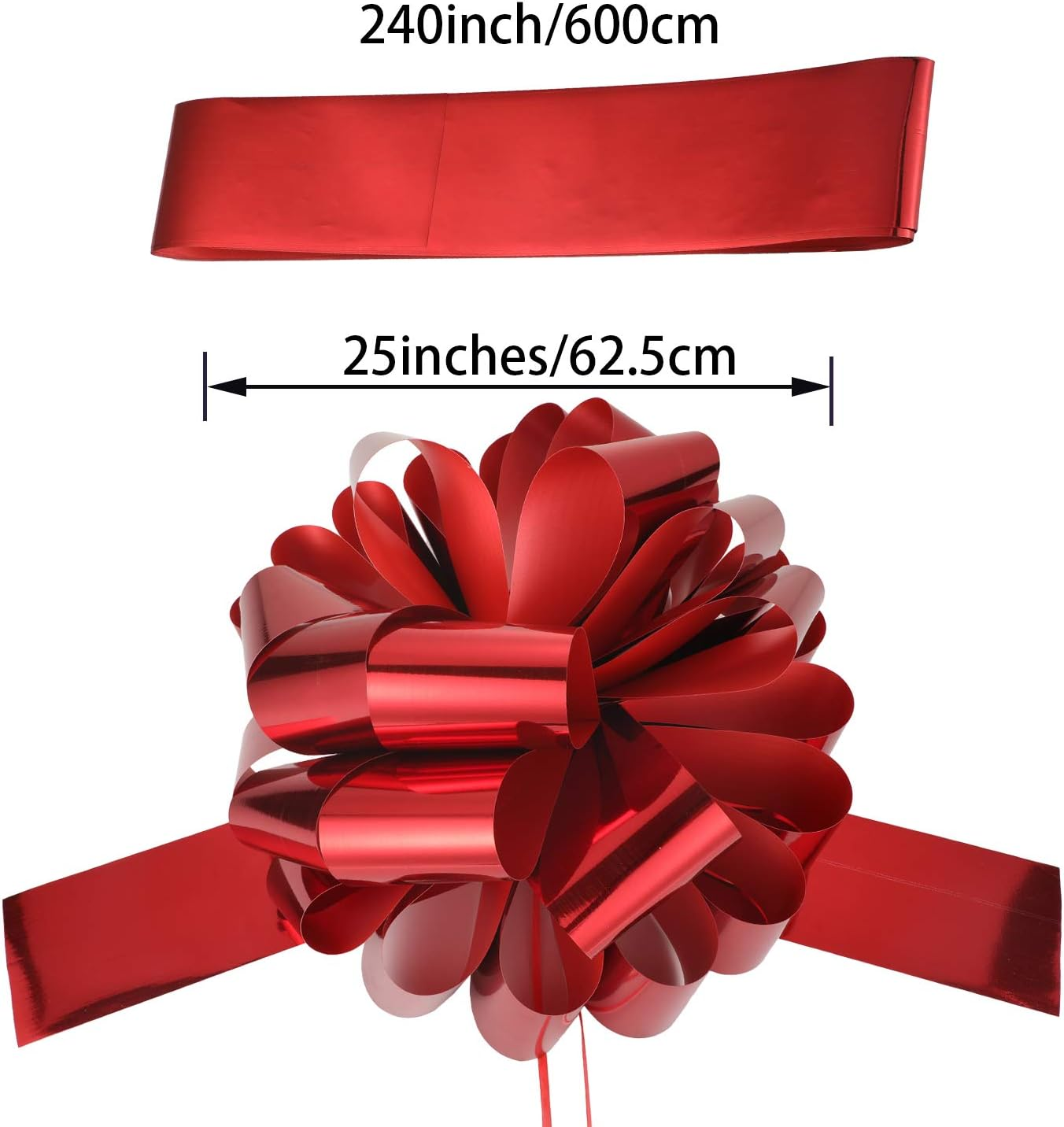 Car Bow Pull Bow Car Gift Wrapping Bow with 20 Ft Car Ribbon for Car Decor Wedding New Houses Party Celebration (Red, 25 Inch) image number 5