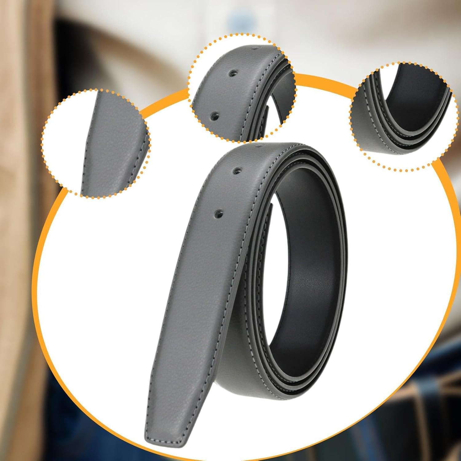 Men Belt Strap Clothing Accessory with Hole 1.30Inch Width Replacement for Work image number 1