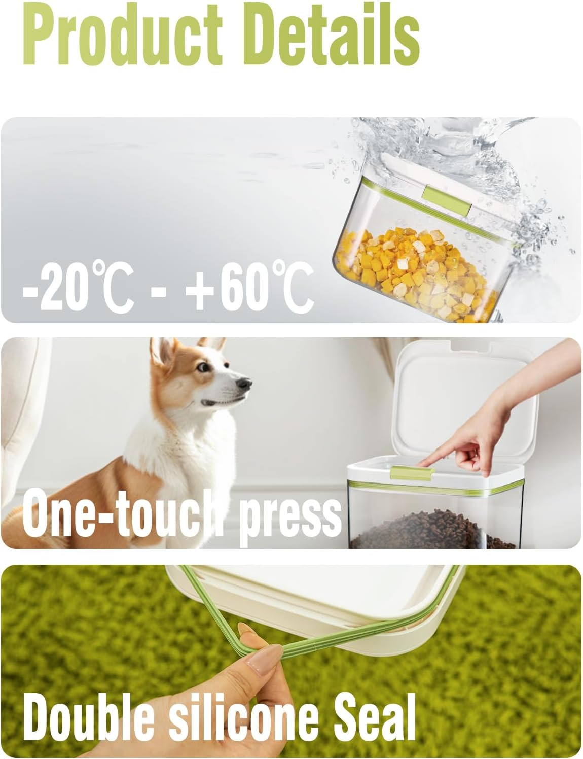 Livlab Mker 5Lbs/80Oz/4.3Qt Airtight Dog Food Storage Container with Lids,Dog Treat Container with Measuring Cup,Dry Pet Food Storage Bin for Dogs,Cats,And Birds 4.5L image number 6