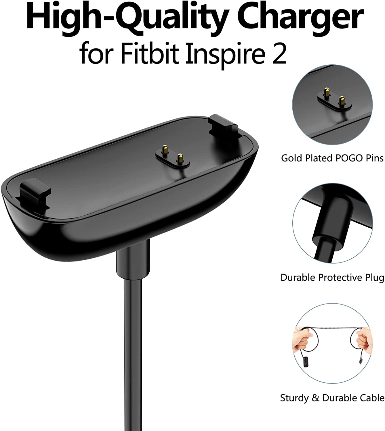 50CM Long Magnetic Charger for Fitbit Inspire 2 Chargers & Fitbit ACE 3 Charger, 50CM Cord Replacement USB Charging Cable Dock for Fitbit Inspire 2/Fitbit ACE 3 Smartwatch Accessories image number 6