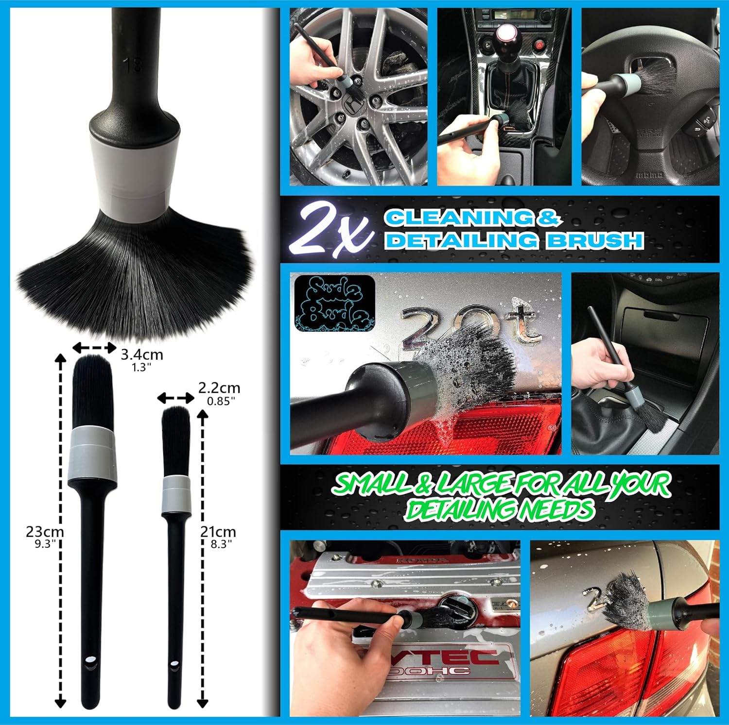 Premium Microfibre Car Wash Kit 8Pcs | Multipurpose Car Wash Mitts, Microfibre Towels Set, Wheel Brush, Detailing Brushes Set. Cleaning Kit for Exterior Washing, Interior Cleaning image number 4