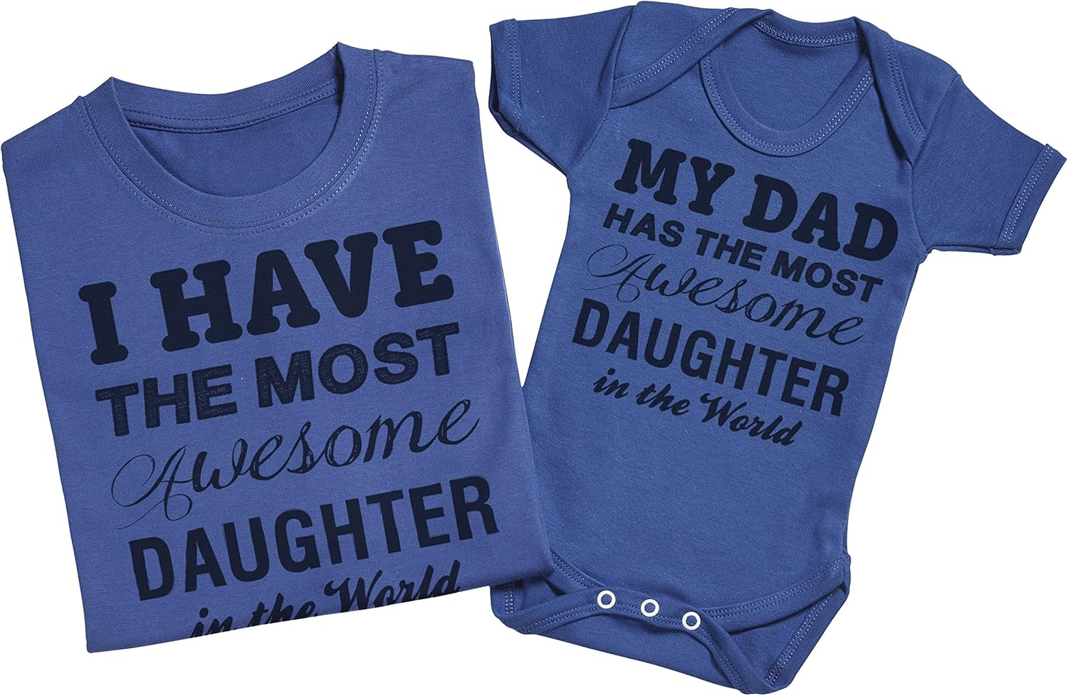 Most Awesome Daughter - Matching Father Baby Gift Set - Mens T Shirt & Baby Bodysuit - Grey - Xx-Large & 12-18 Months