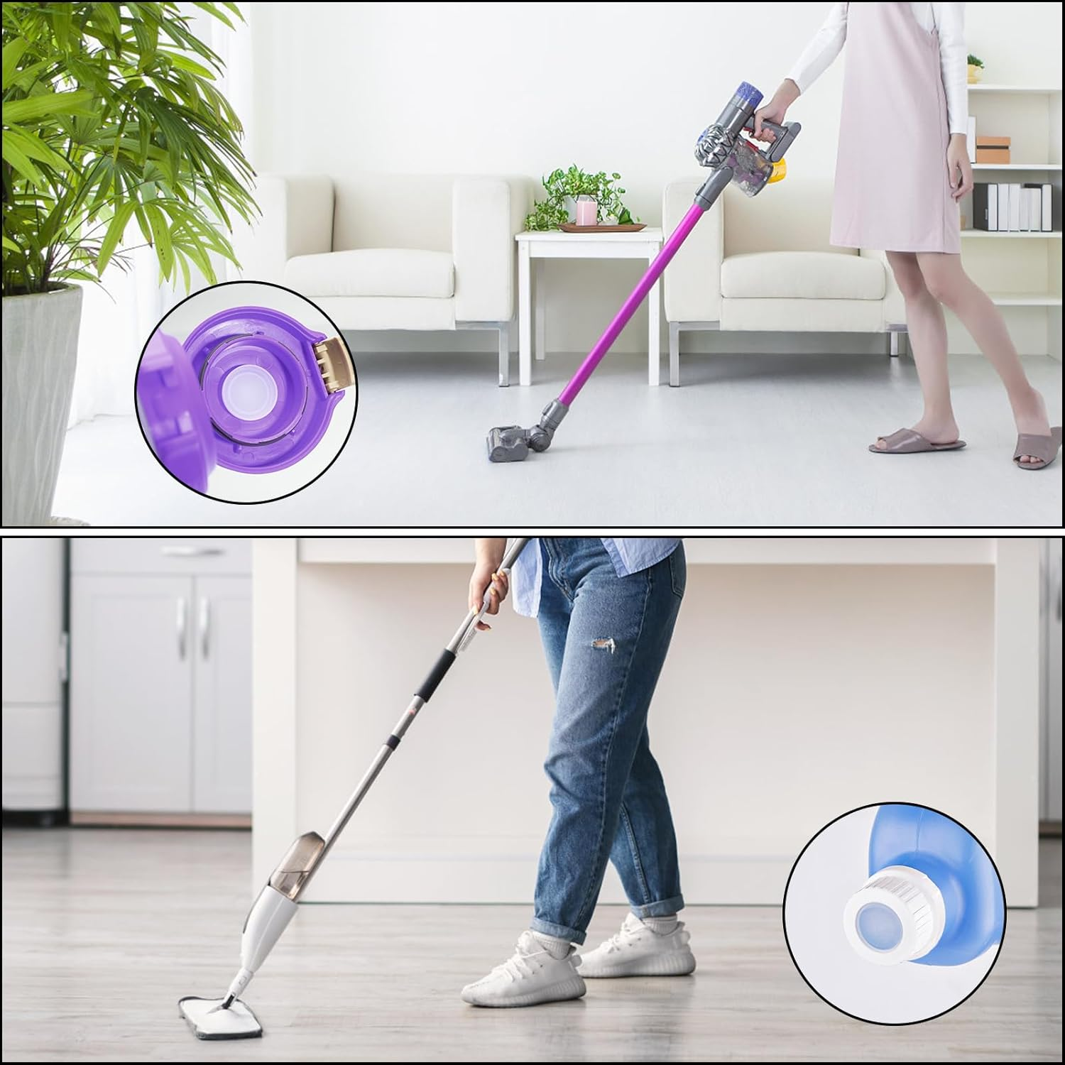 12Pcs Refillable Bottle Cap Silicone Gasket for Swiffer Wet Jet Mop Cleaning Solution, DIY Reusable Bottle Refill Container Leakproof Household Cleaning Supplies image number 6