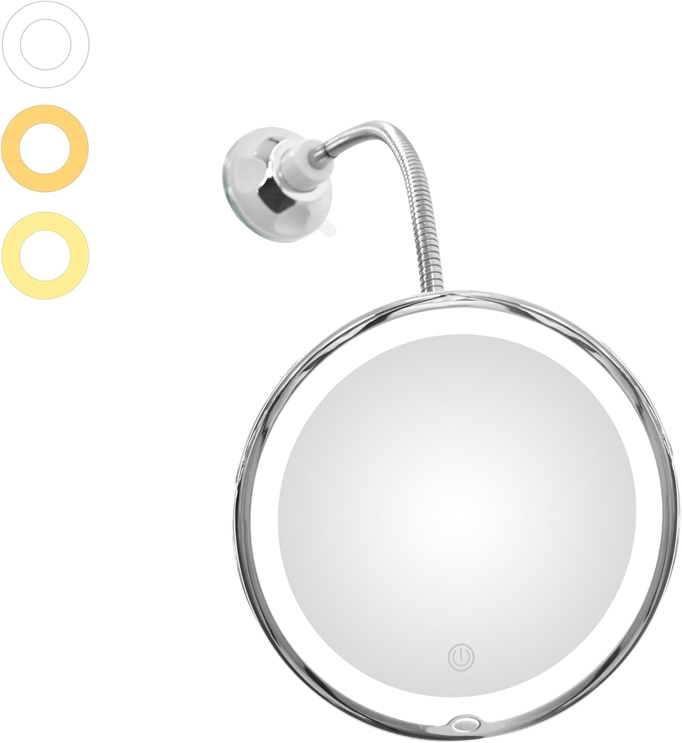 Jiben Flexible Upgraded Gooseneck LED Lighted 10X Magnifying Makeup Mirror with 3 Colors & Dimming Lights, Locking Suction Cup and 360&deg; Swivel, Portable Cordless Travel and Home Bathroom Vanity Mirror image number 4