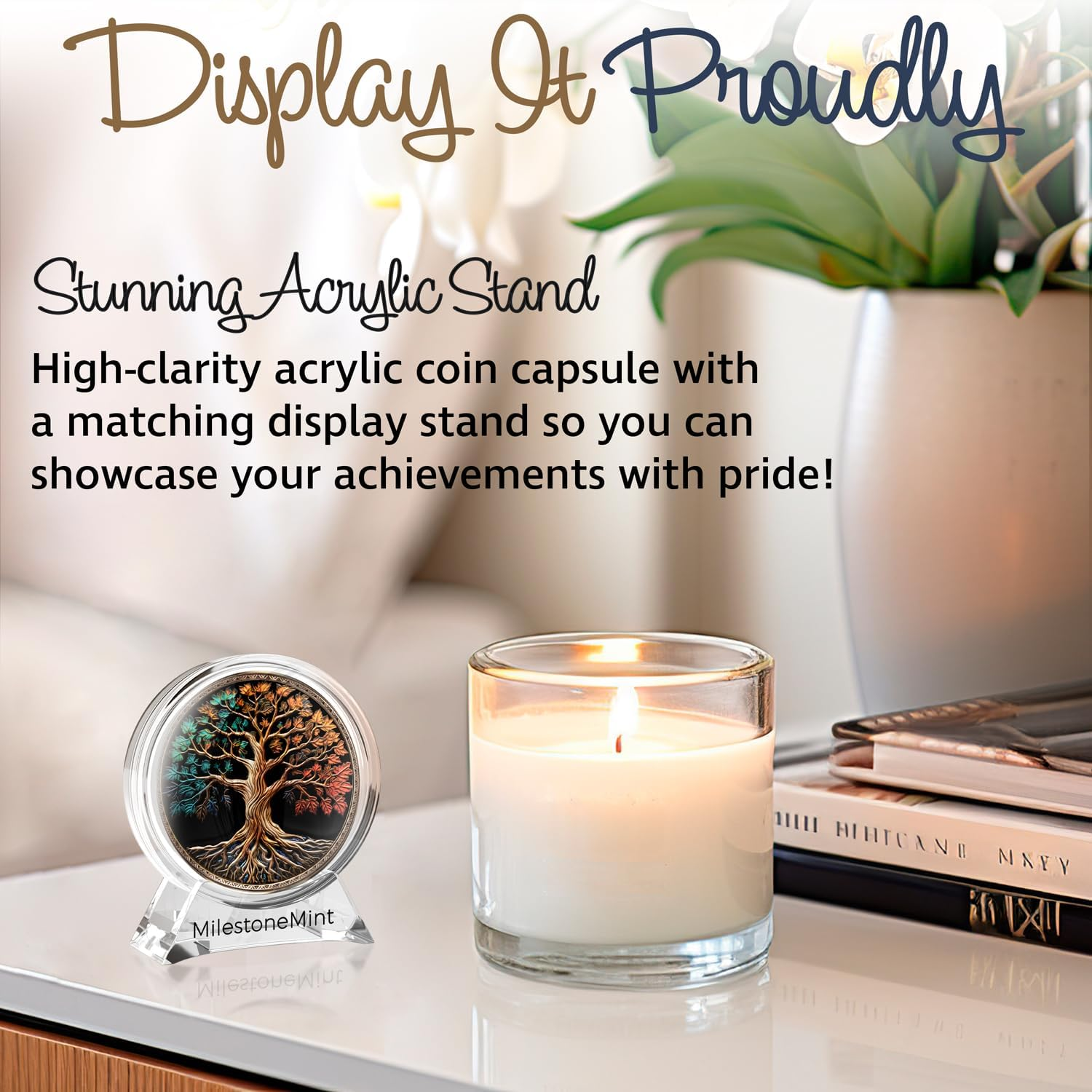 Milestonemint Affirmation Sobriety Coin Gift Set | Tree of Life AA Chip Medallion with Coin Capsule, Display Stand & Card | Sobriety Gifts for Anniversary Month & Year for Men & Women in Recovery image number 4