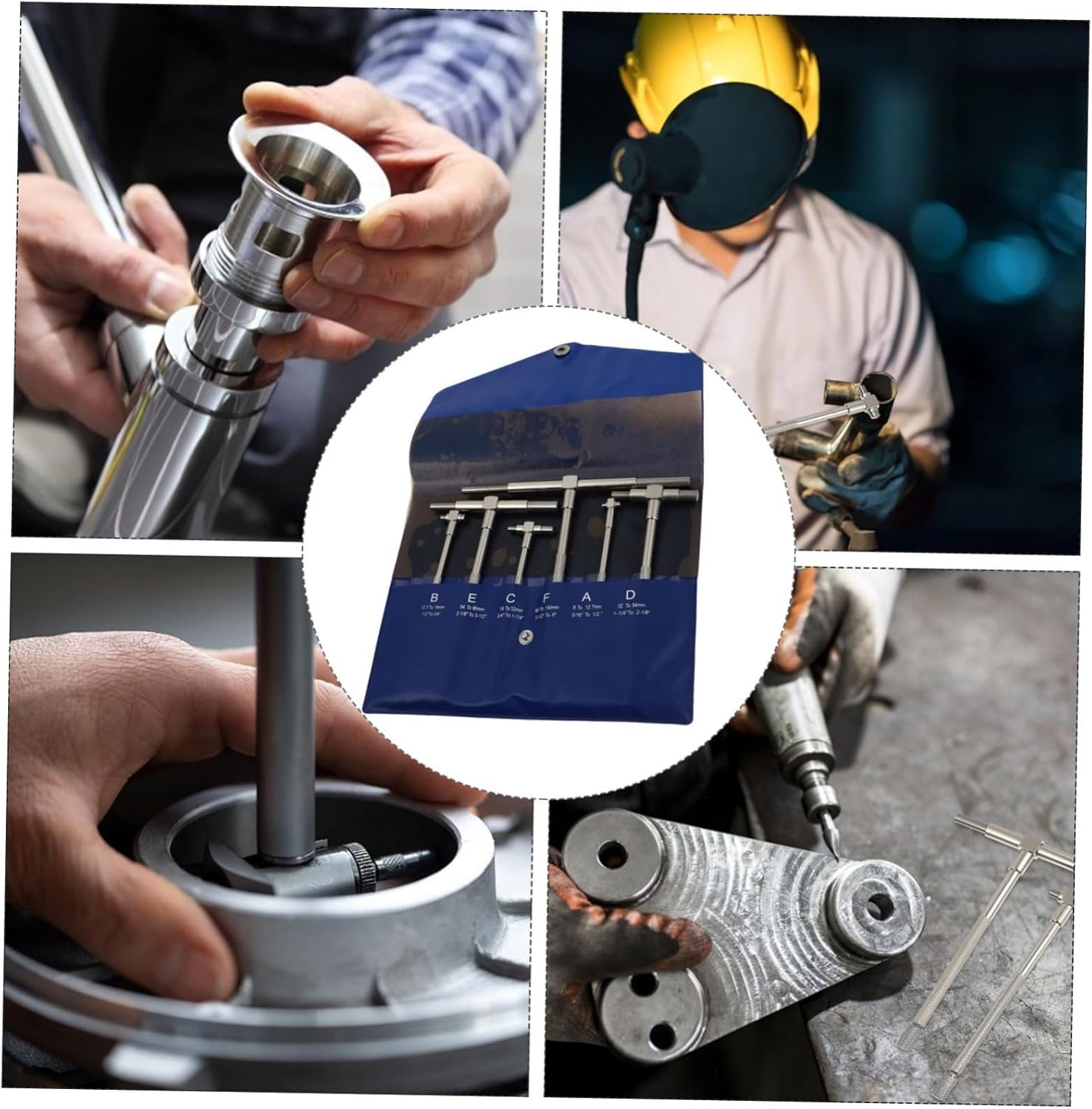 CHILDWEET 6Pcs Stainless Steel Telescopic Bore Gauge Set 8-150Mm High Precision Hole Gauge Kit Pouch for Accurate Internal Diameter Measurement image number 3