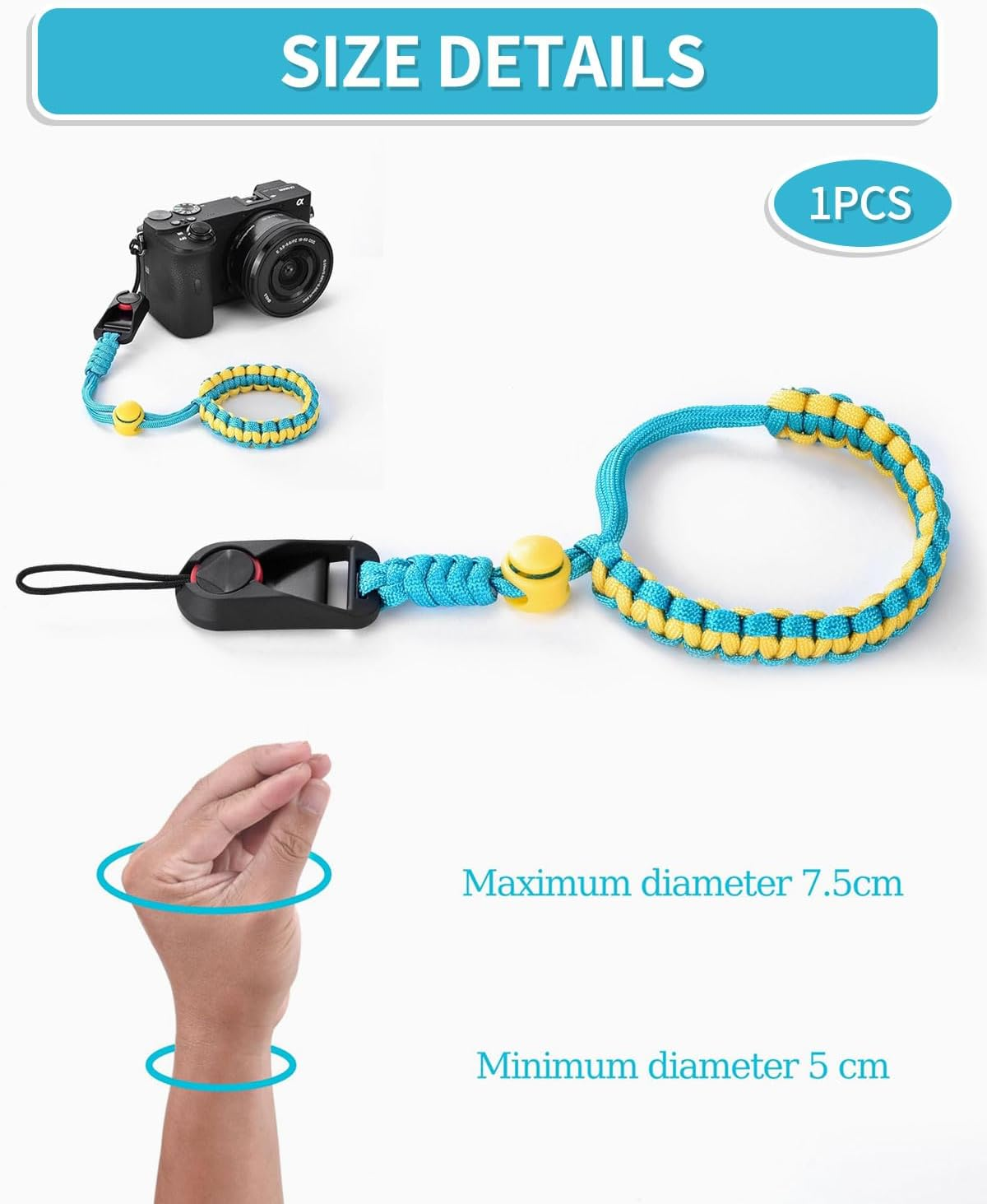 MYGLOAR Camera Strap with Quick Release, Adjustable Wrist Strap, Camera Strap, Adjustable Camera Strap for Various Wrists, Ultralight Paracord Hand Strap for Camera Phones image number 4