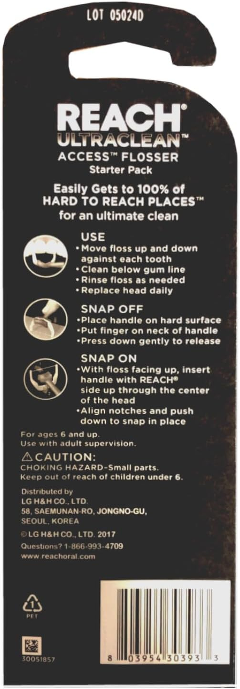 REACH Ultraclean Access Snap-On Flosser & Flosser Refill Head 28 Ea, Pack for Proper Oral Care, Mint Flavor 1 Ea