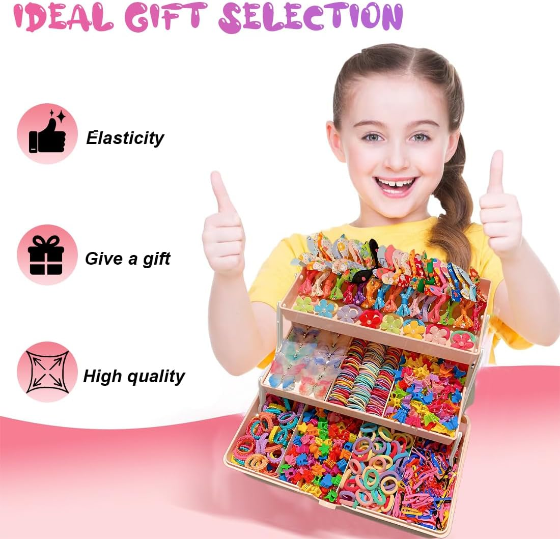 ROKZELT Hair Clips, Pack of 555 Hair Bobbles Girls, Colourful Hair Clips for Girls, Hair Scrunchie, Hair Clip, Children, Hair Accessories, Women and Children