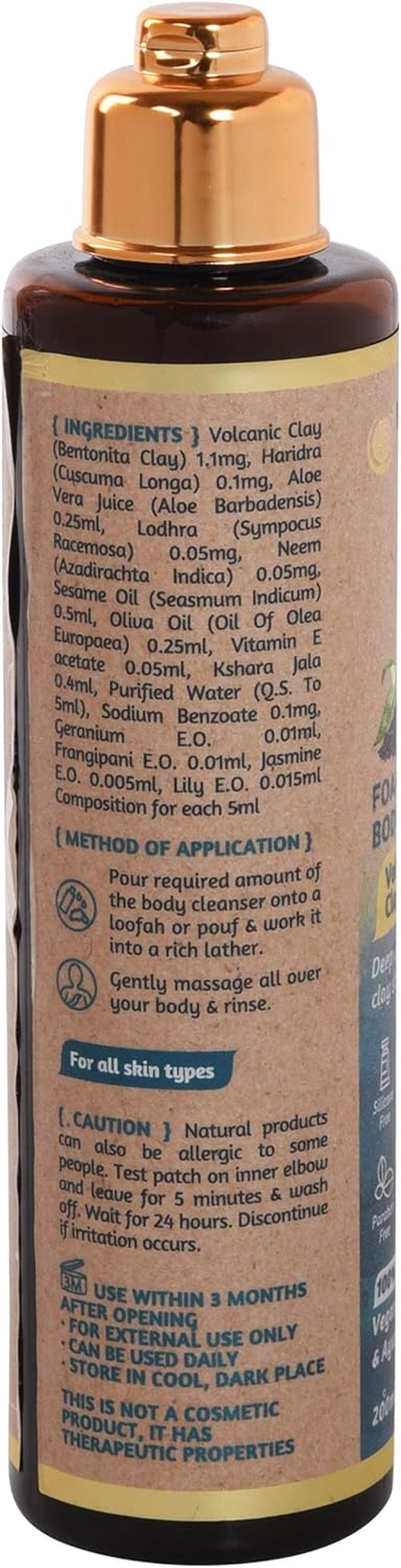 ROOTS & HERBS Ayurvedic Natural Treatment Foaming Body Cleanser (Volcanic Lava Clay & Haridra) Natural Ingredients 100% Vegan, No Parabens, Deep Cleansing, Exfoliation, and Nourishment 6.76Oz/(200 Ml) image number 5