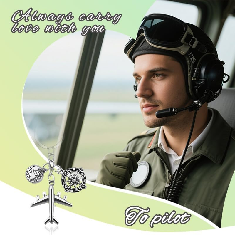 Pilot Birthday Gifts for Boyfriend Husband Flight Instructor Gift from Students Graduation Presents for Him Grandson Son Airplane Themed Gift Keychain for Pilots Flight Attendant Gifts for Men Pilot image number 6