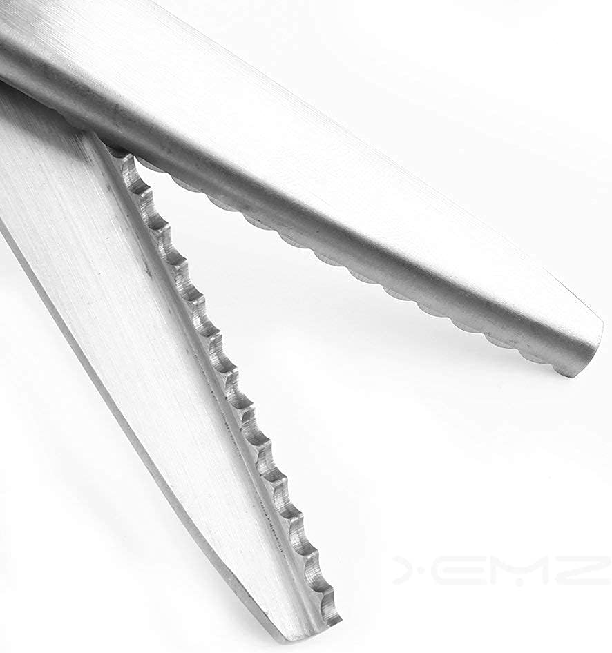 Pinking Shears, Professional Handle Comfort Grip Stainless Steel Dressmaking Scissors, Sewing Arts Craft Cut Tool, Serrated and Scalloped Cutting Scissors, for Fabric Decoration Tailor (Scalloped 7Mm) image number 6