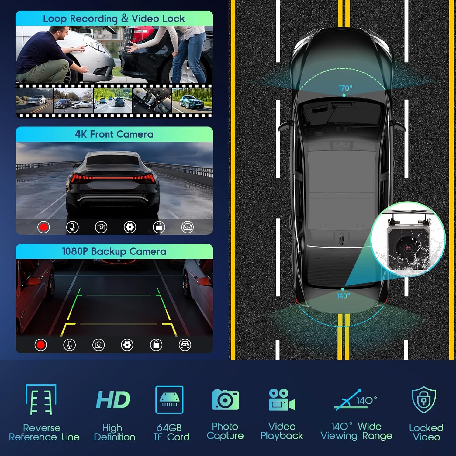 Advwin Wireless Carplay & Android Auto, GPS Navigator System with 10.26'' HD Touch Screen, 4K Front & 1080P Rear Camera, for GPS Navigation, Airplay, Mirror Link, FM, AUX, Voice Control, Bluetooth image number 6