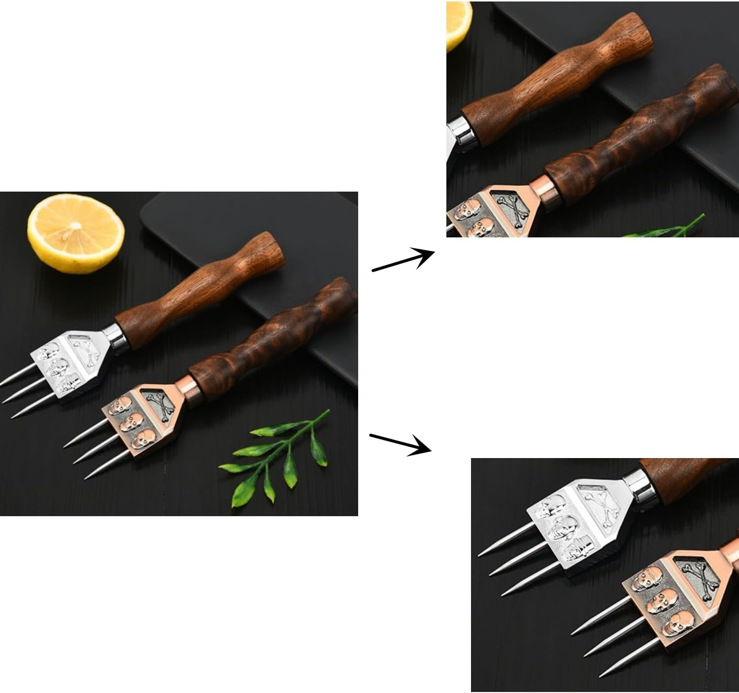 Ice Crushing Pick, Stainless Steel Ice Crusher with Comfortable Handle, Skull Pattern Three Prong Ice Pick, Ice Crusher Ideal for Bartender, Best Carving Tool, Ice Chipper for Bars (Silver) image number 1