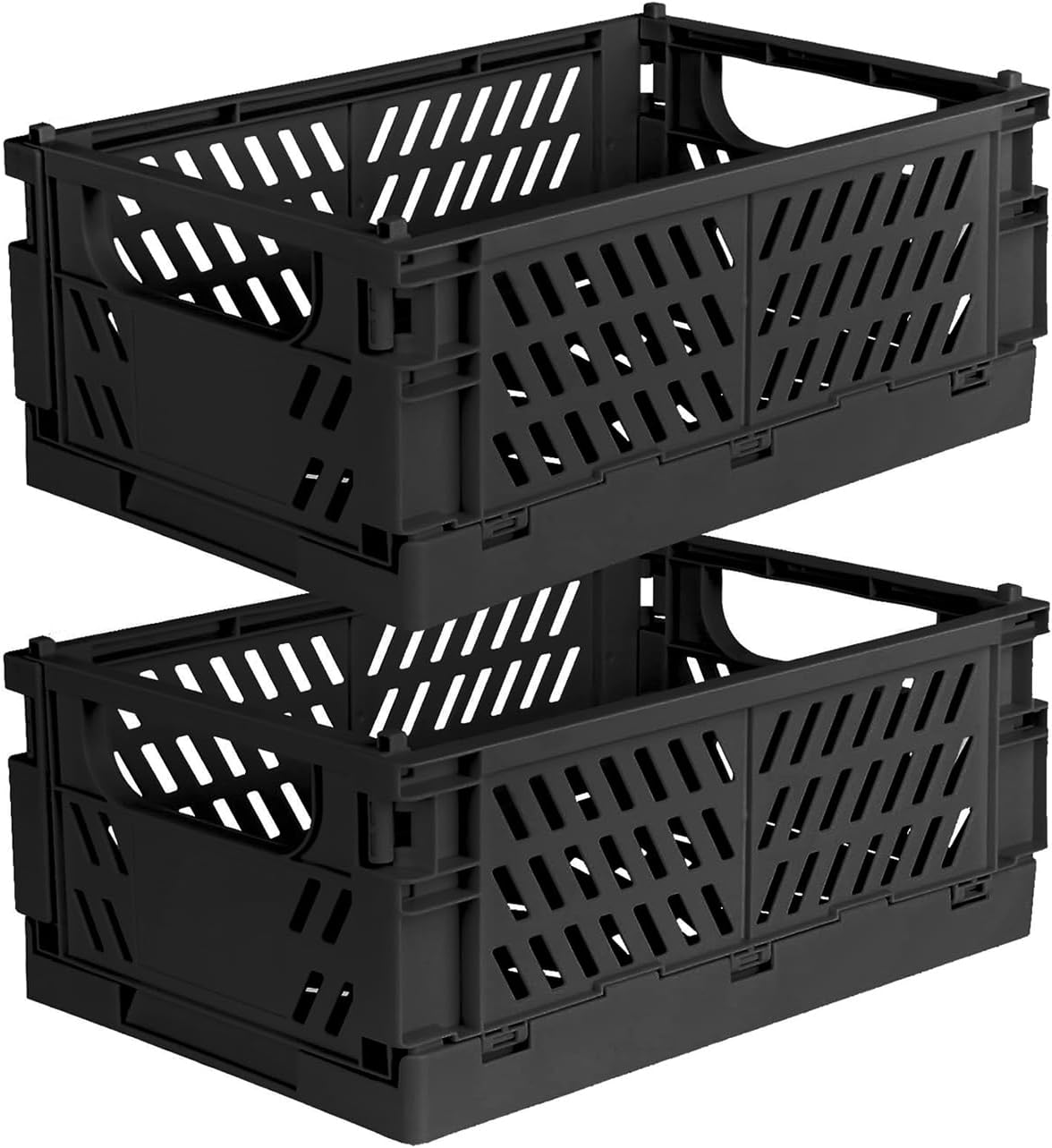 Tixill 2-Pack Mini Foldable Plastic Baskets for Organizing and Storage, Collapsible Storage Crate for Home Kitchen Bedroom Bathroom Office (5.9X3.8X2.2, Green)