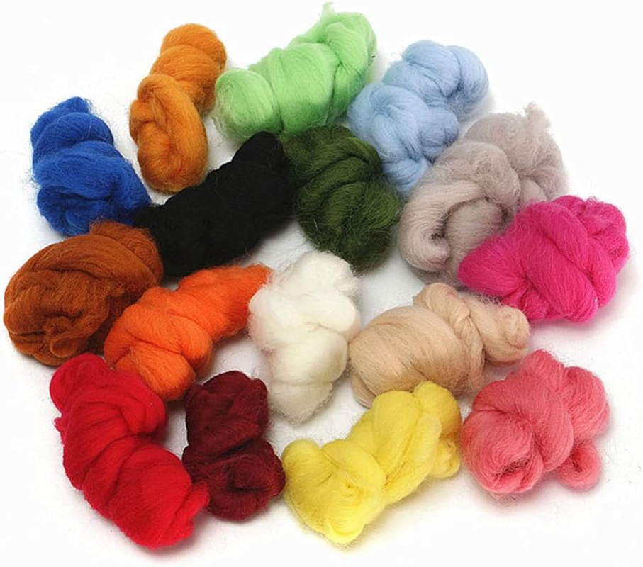 36Pcs Wool Roving for Felting Needle Felting Knitted Tops Thick Yarns for Knitting Woolen Yarn for Felt Hand Knitting Kit Roving Yarn Knit Top Fluffy Work