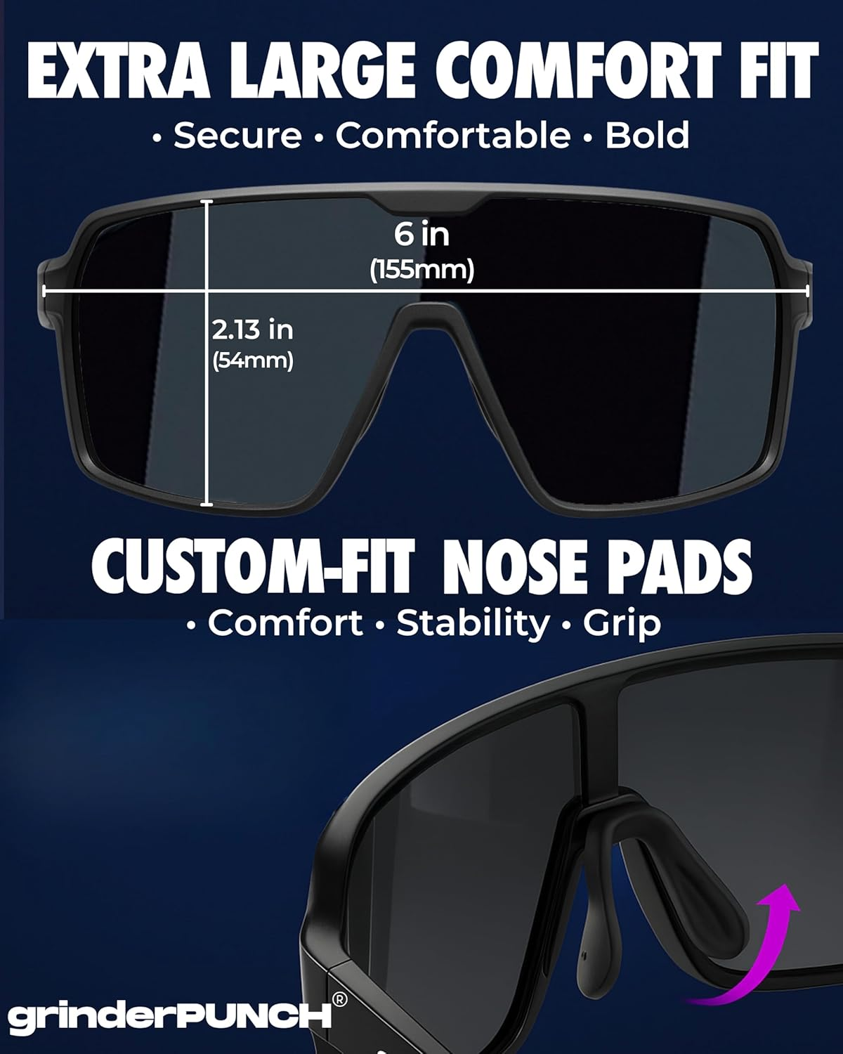 Grinderpunch Polarized Sports Sunglasses Men Women Cycling Running Baseball Golf Cricket UV Protection Sun Glasses - Polarized Black image number 6