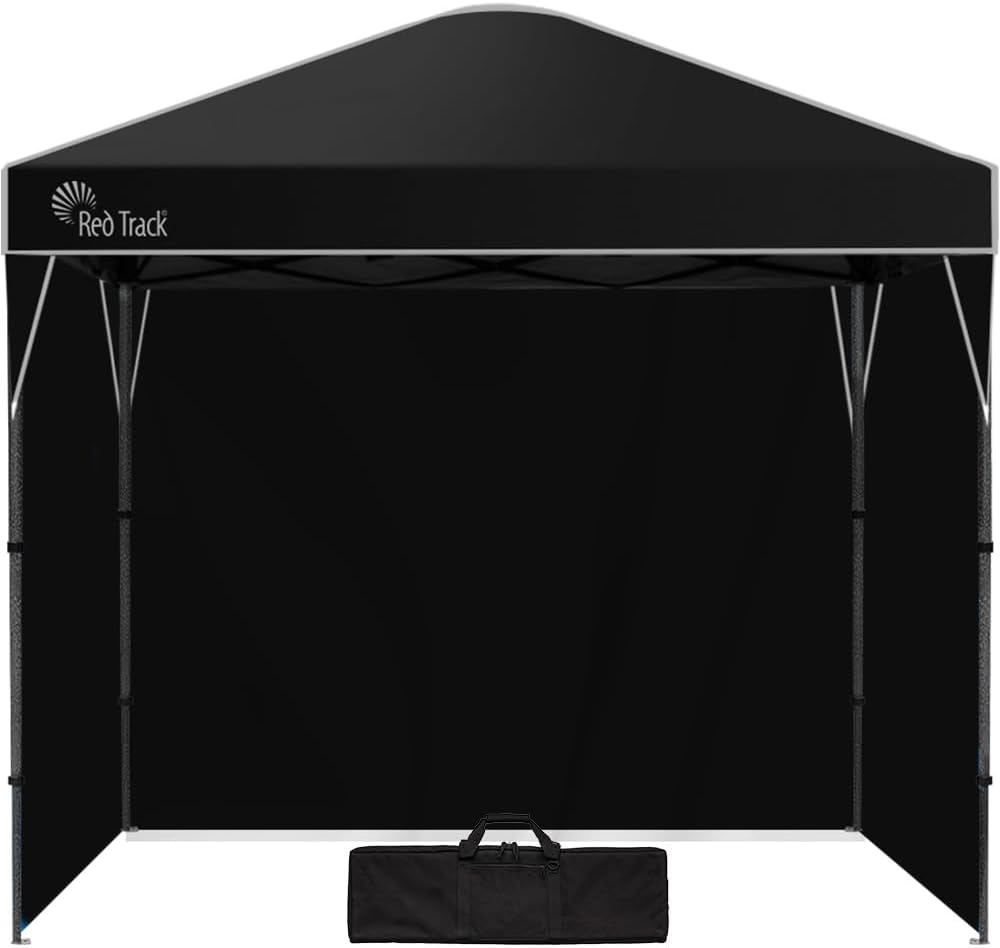 Red Track 3X3M Ultra Compact Folding Gazebo, Walls, Carry Bag, Portable Outdoor Popup Marquee for Camping Beach, Black image number 6