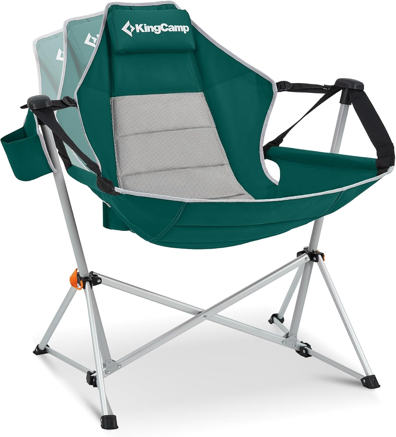 Kingcamp Hammock Camping Chair, Swinging Portable Folding Camp Chairs for Adults Max 440Lbs Heavy Duty Foldable Oversized Rocker with Aluminum Alloy Frame Cup Holder for Outdoor Beach Patio Sport