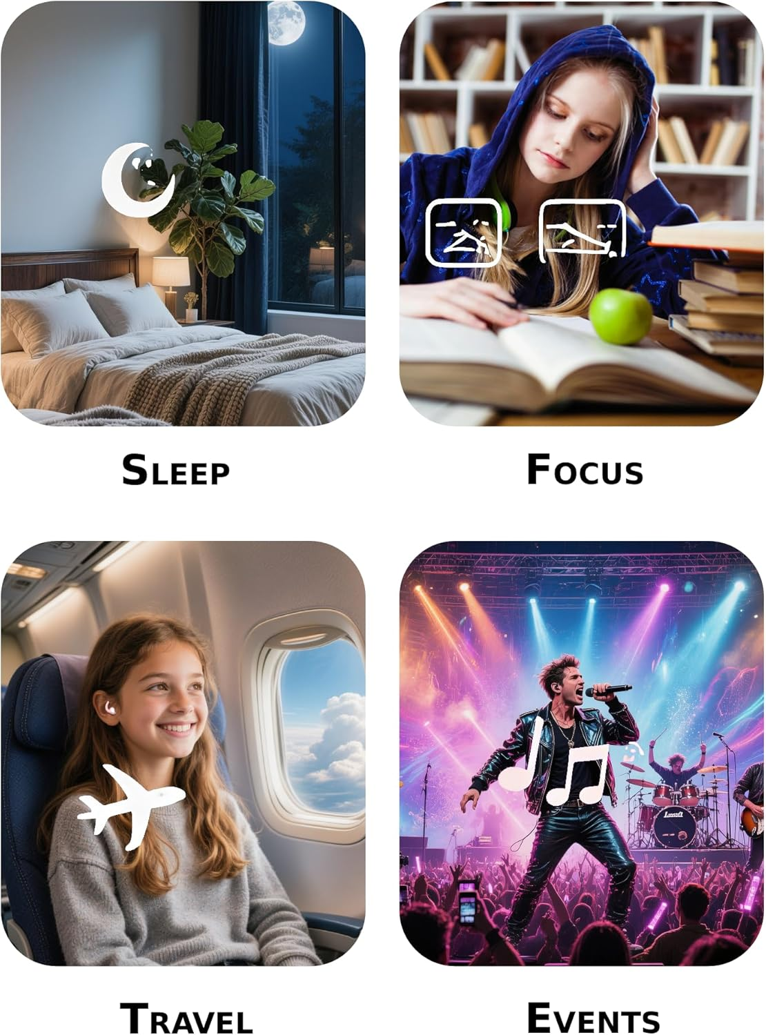 Afflatus Kids Ear Plugs for Sleeping and Small Ear Canls, Children (Age 10-17), Comfort Earplugs for Small Ears, Sleep, Noise Reduction, Concerts, Reusable, Washable (Size S, Pairs*2) - Green-Small image number 4