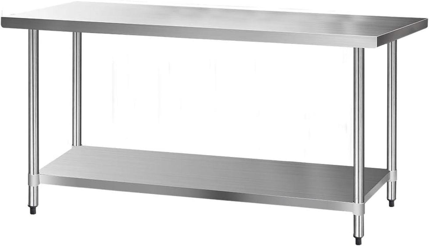 Cefito 1829X610Mm Stainless Steel Kitchen Bench, Island Cart Work Table, Commercial 430 Food Grade Restaurant Prep Storage with 2-Layers Shelf Countertop image number 1