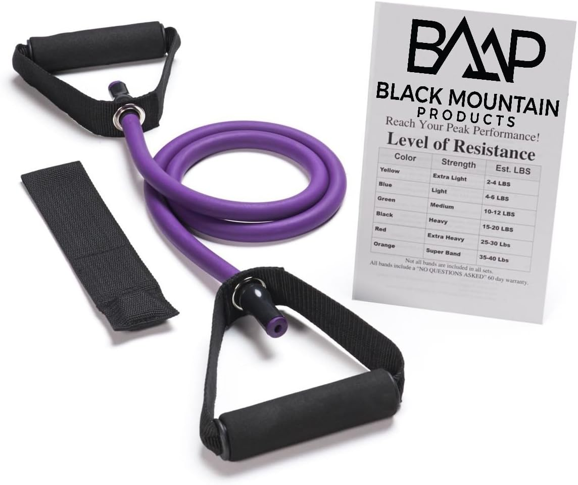 Black Mountain Products Exercise Single Resistance Band with Door Anchor and Starter Guide