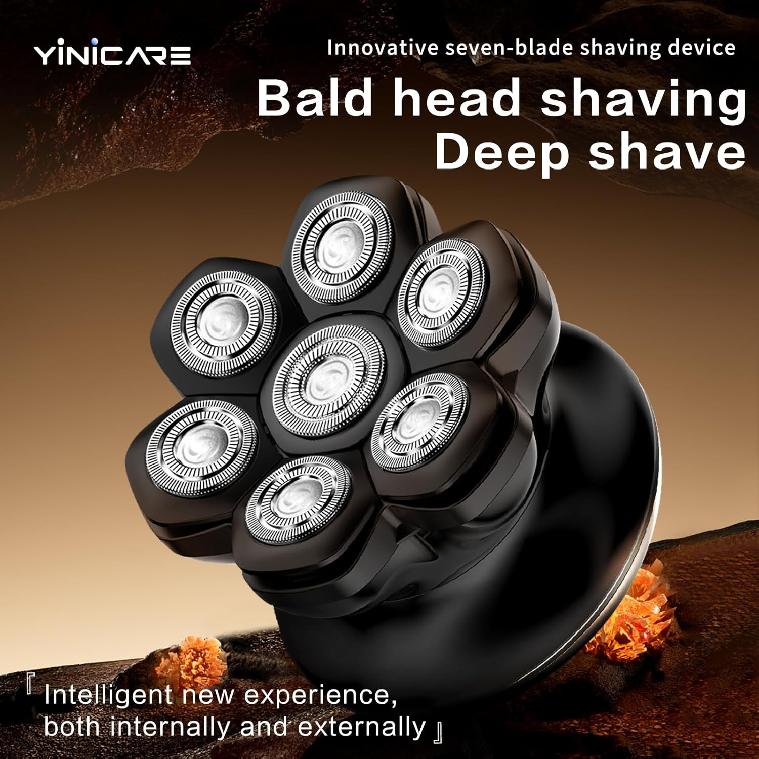 Head Shavers for Bald Men - Yinicare 7D Mens Razors for Shaving Electric Led Display Wet & Dry Bald Head Shaver Ipx6 Waterproof Shaver Type-C Charging image number 2