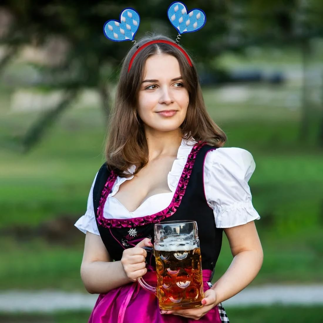 WUSJCOF Set of 2 Oktoberfest Headbands, Creative Bavarian Hair Accessories, Beer Headband, Pretzel Headpiece, Heart for Women, Party Decoration, Theme Party image number 3