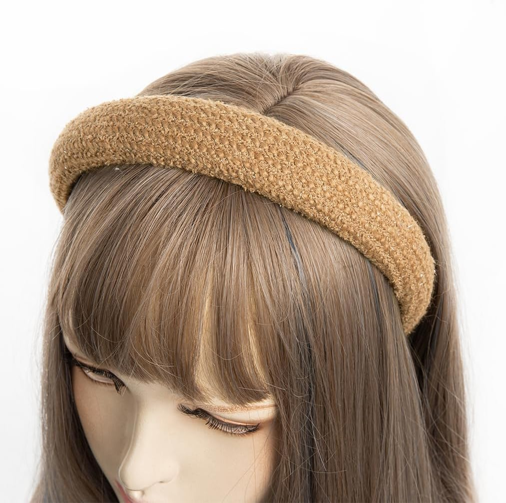 Axy Knitted Fabric Headband with Fine Metallic Threads, Padded, Beautiful Women'S Headband, Hair Accessories, HRK11 (White)