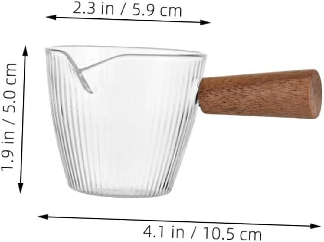 BESTOYARD 2Pcs Wooden Handle Espresso Cup Glass Measuring Cups Coffee Milk Jug for Frothing For image number 5