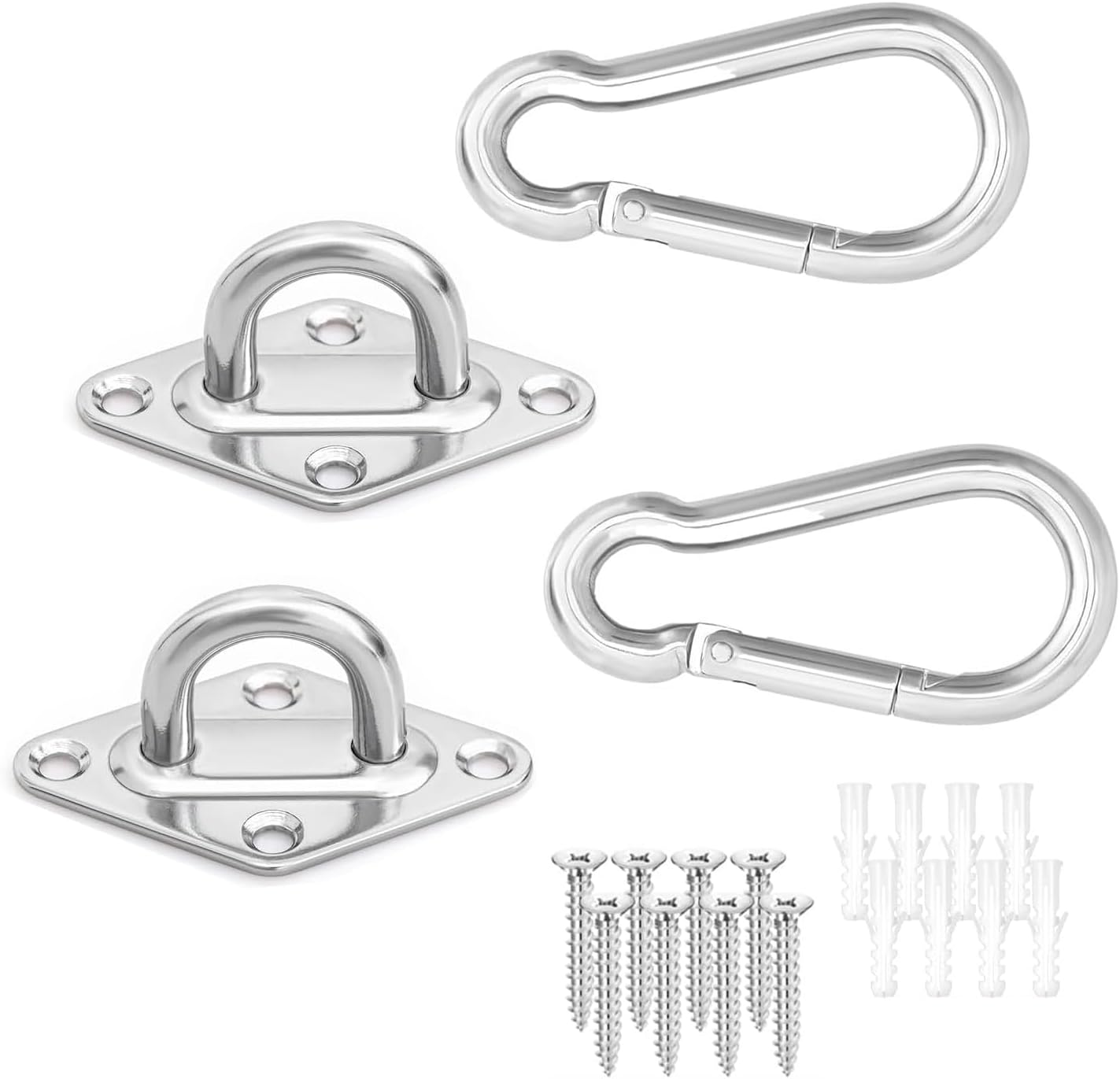 Xinghonyac 2 Pack Heavy Duty Hammock Hanging Kit, Stainless Steel 360&deg; Rotation Rustproof Hammock Hooks for Stand, Wall, Ceiling, Tree Swing, Hammock Chair, Indoor Outdoor Use image number 5